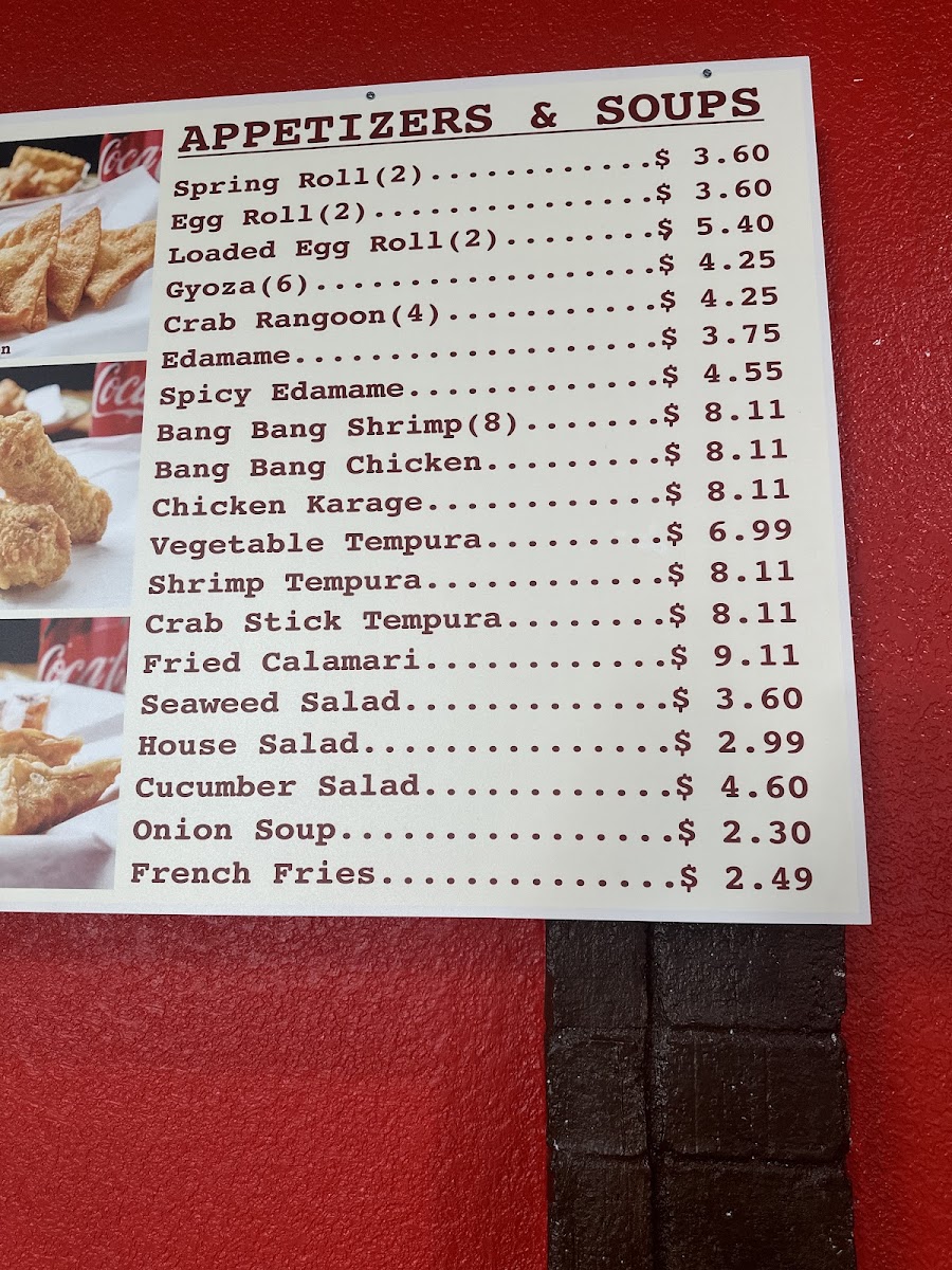 Bamboo Hibachi Conway menu board