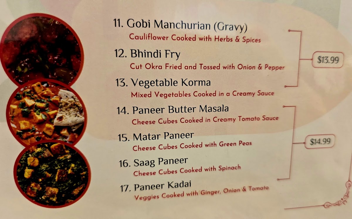 Shahi Cuisine - Indian and Chinese menu board