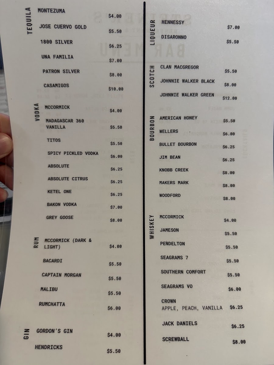 Steiner's Restaurant and Bar menu board
