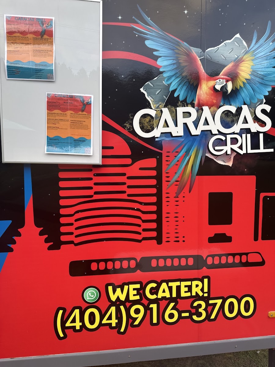 Caracas Grill menu board