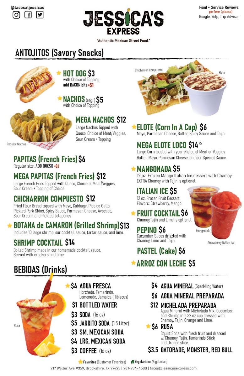 Jessica's Express menu board