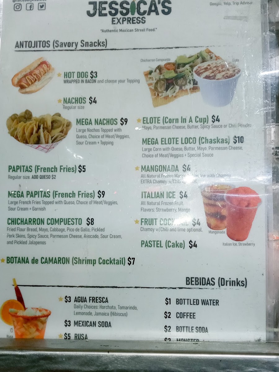 Jessica's Express menu board