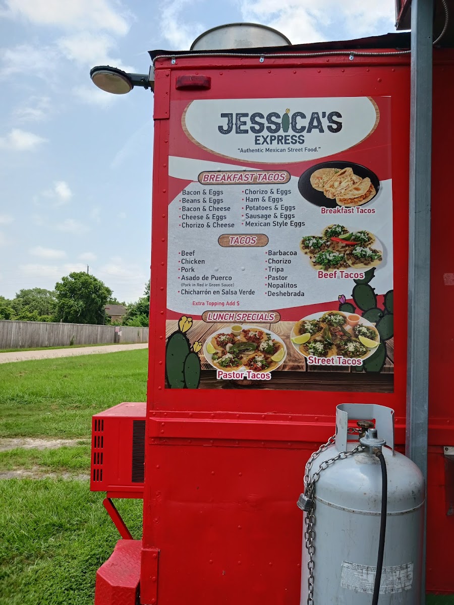 Jessica's Express menu board