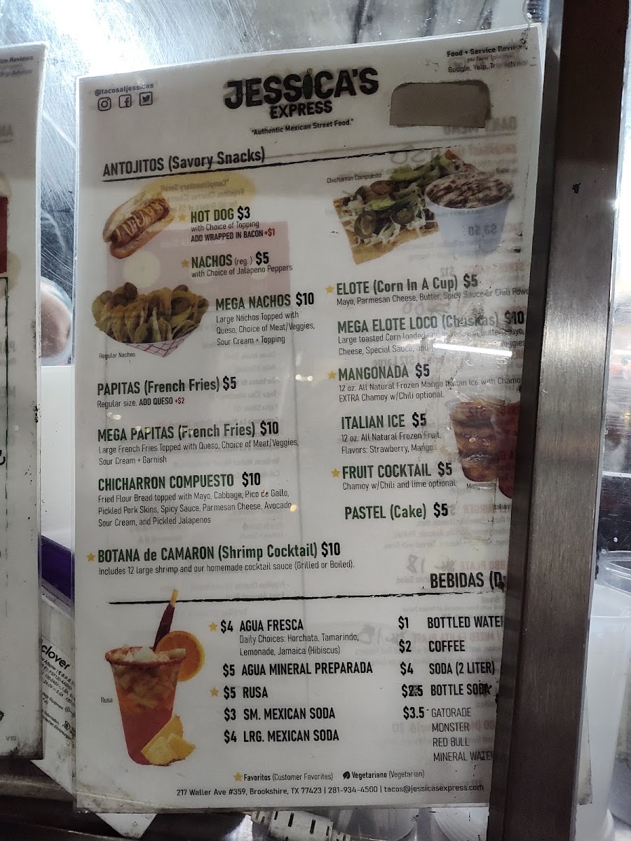 Jessica's Express menu board