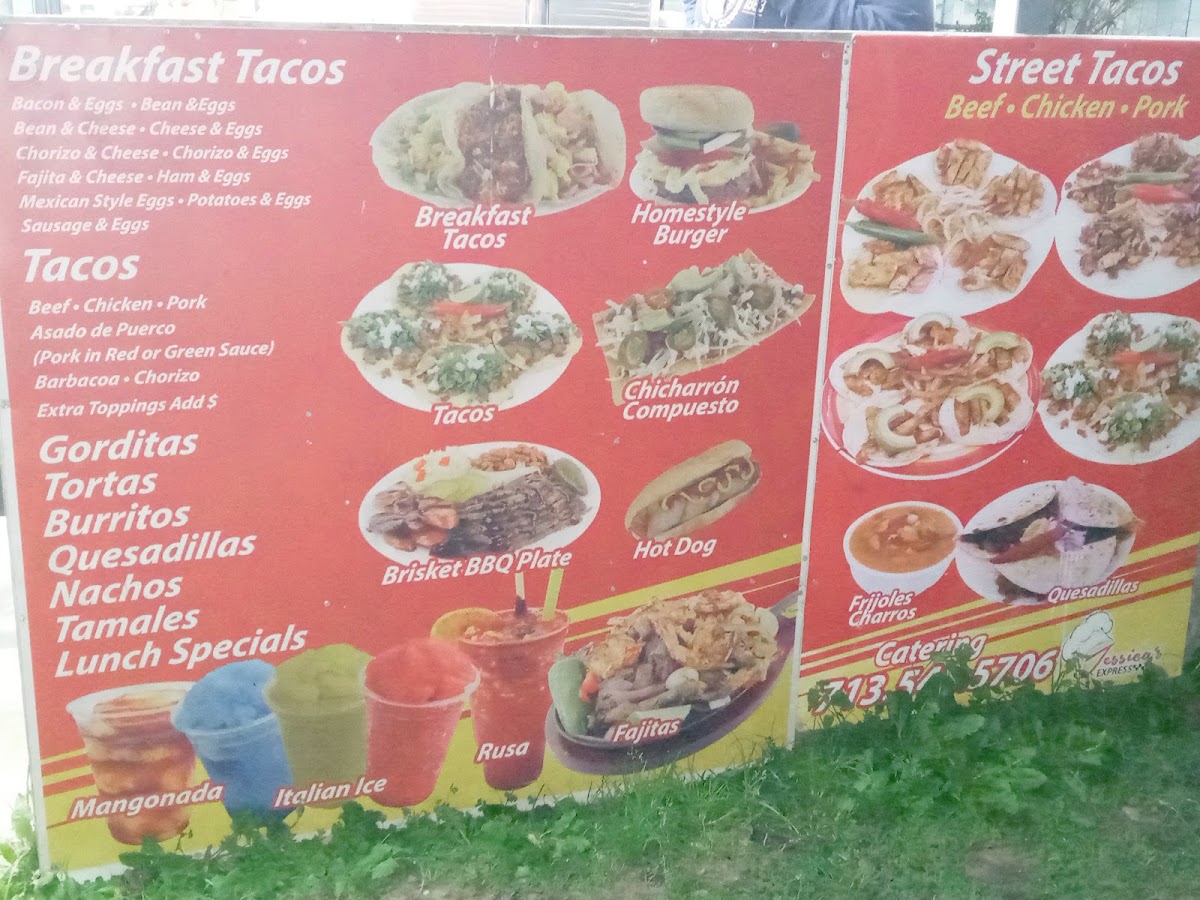 Jessica's Express menu board
