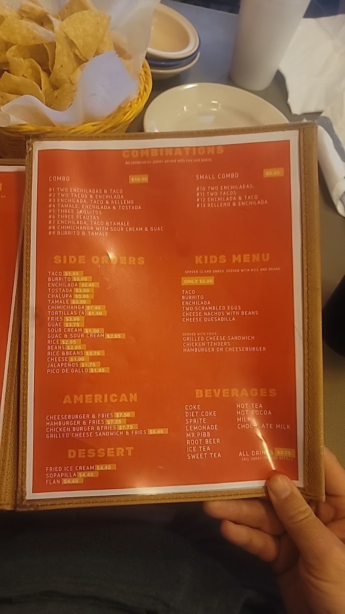 Vallarta's Mexican Restaurant menu board