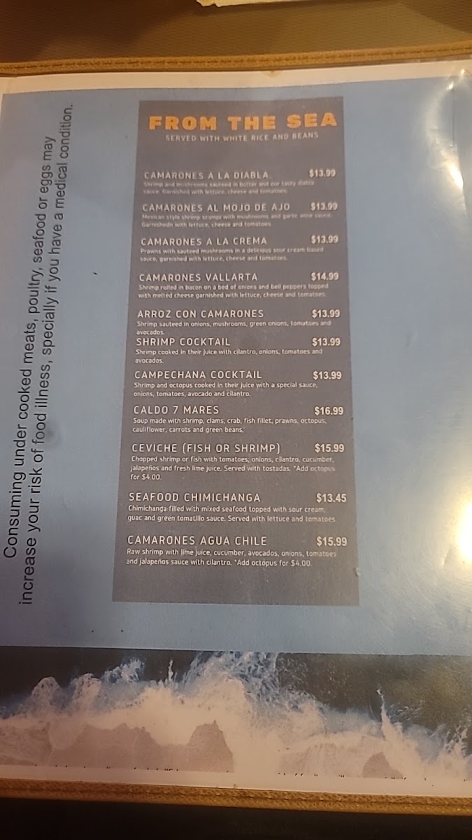 Vallarta's Mexican Restaurant menu board