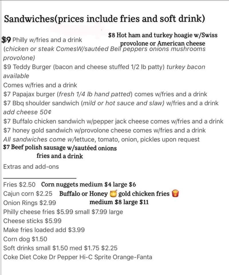 The wing king menu board