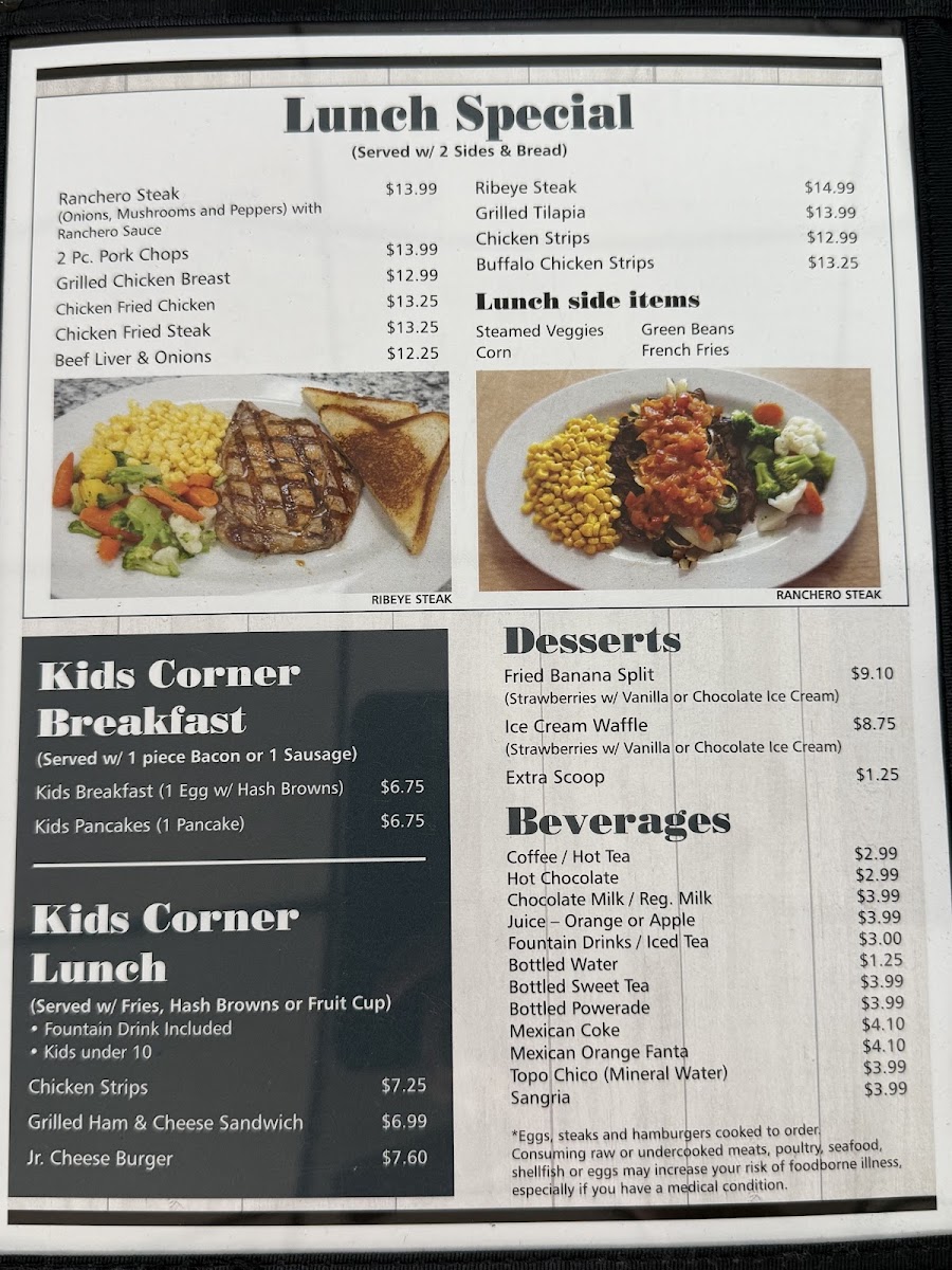 Roys Breakfast & Lunch #2 menu board