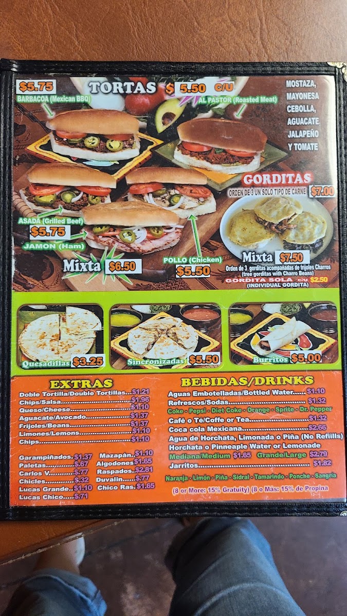Taqueria San Luis menu board