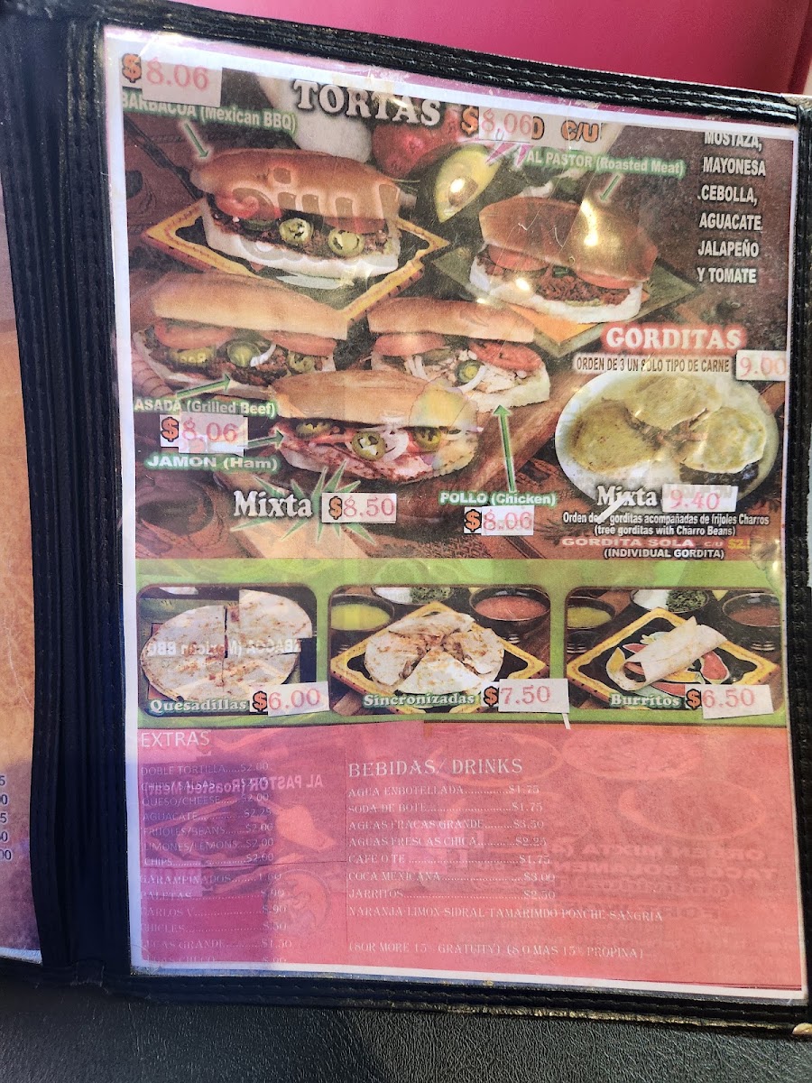 Taqueria San Luis menu board