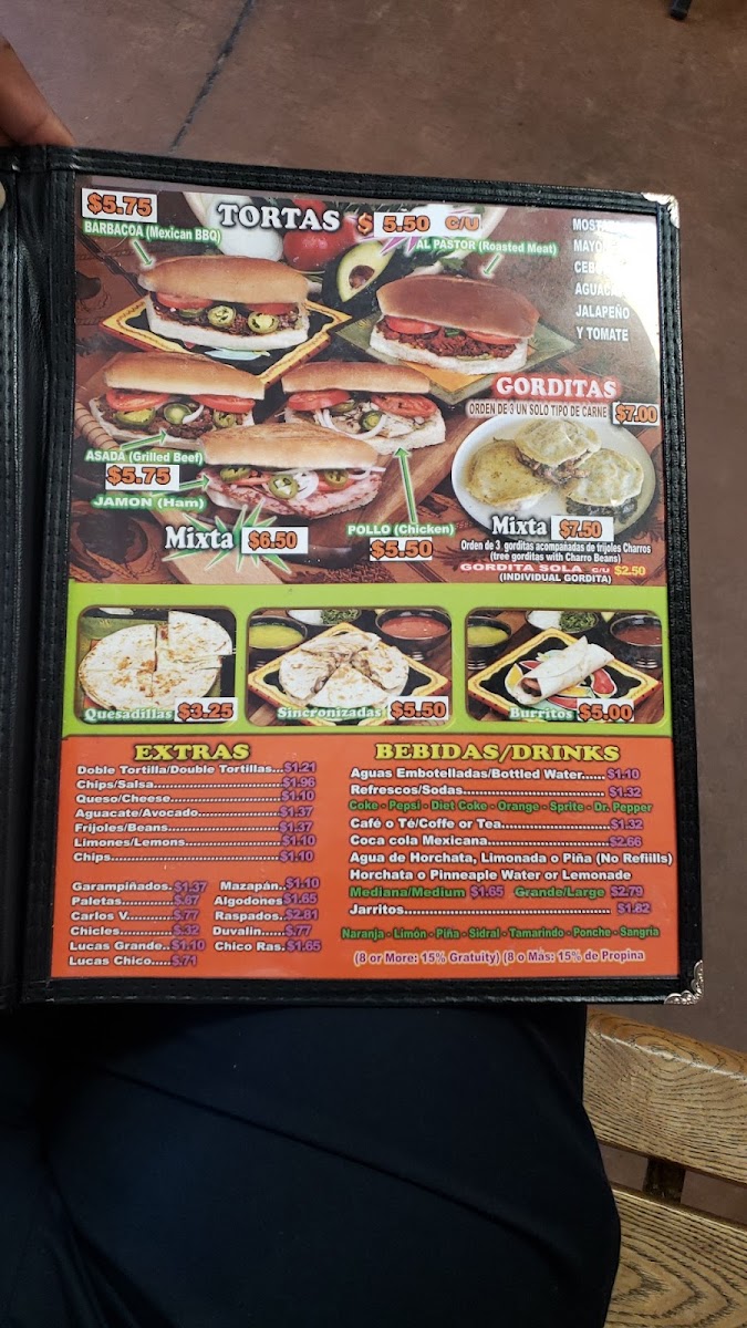 Taqueria San Luis menu board