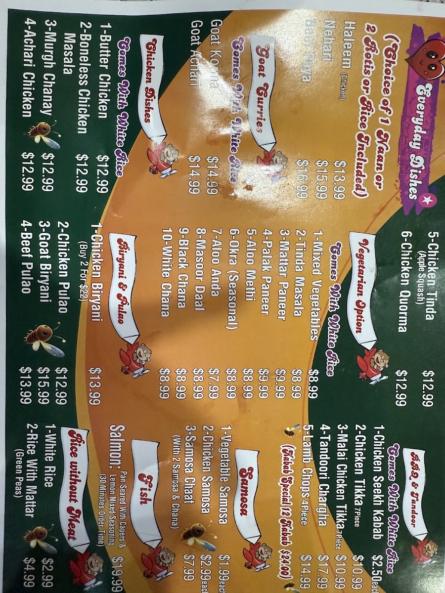 Village Dhaba menu board