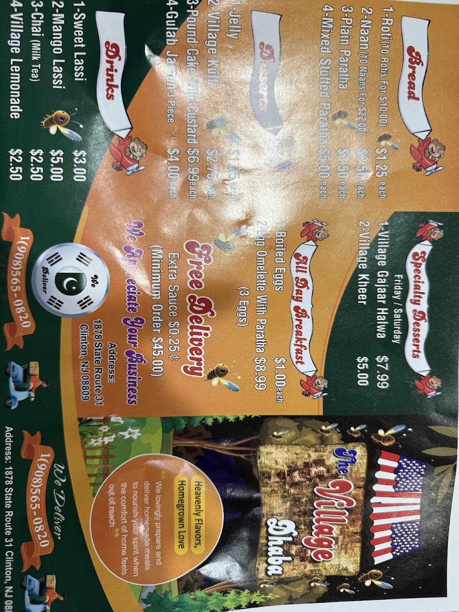 Village Dhaba menu board
