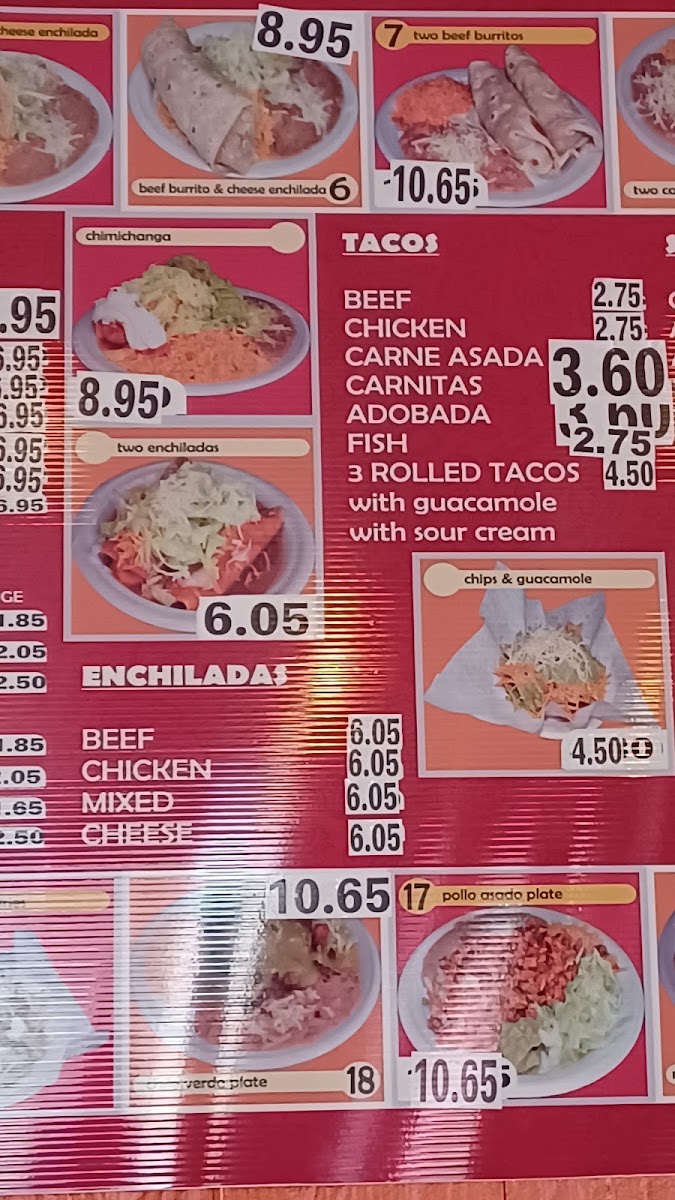 Alberto's Tacos menu board
