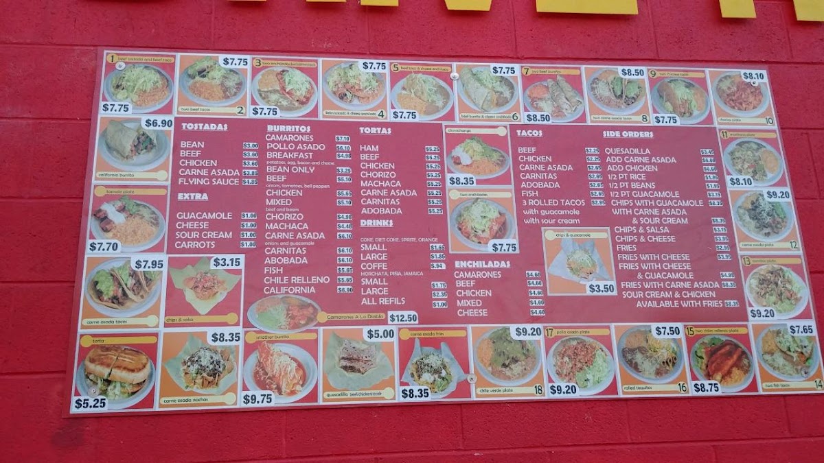Alberto's Tacos menu board