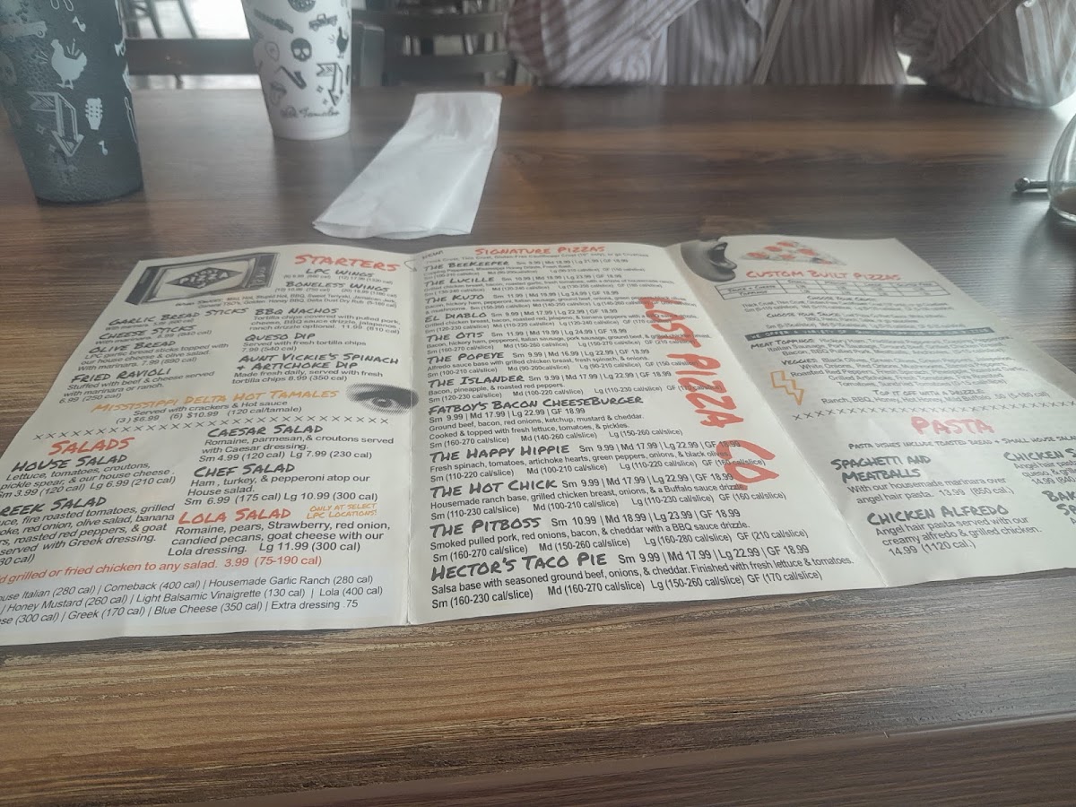 Lost Pizza Co. Conway menu board
