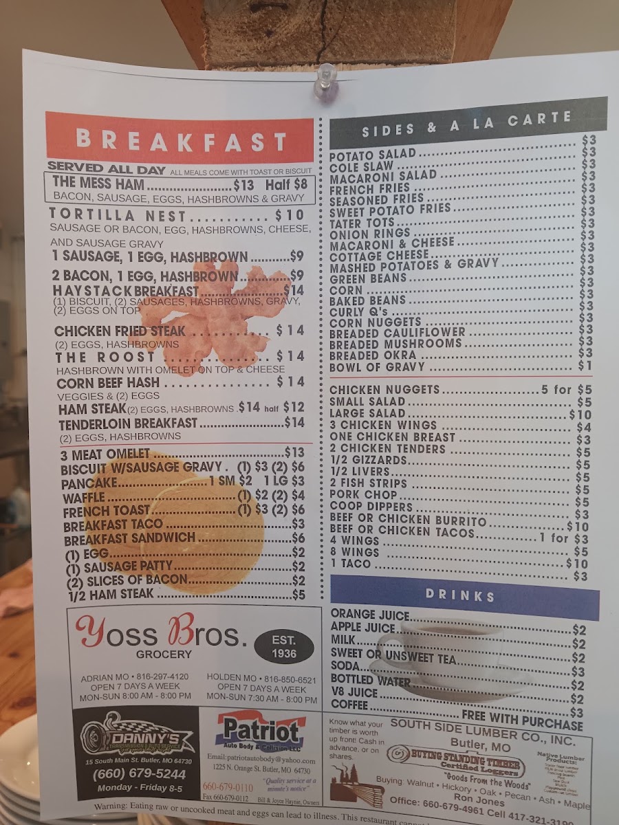 That's It The Coup, (The Coop) menu board