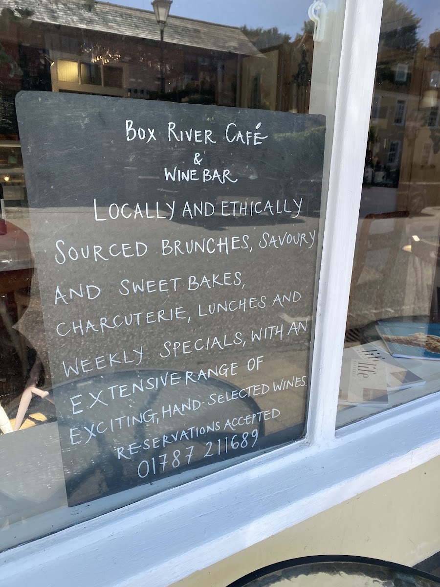 Box River Café & Wine Bar menu board
