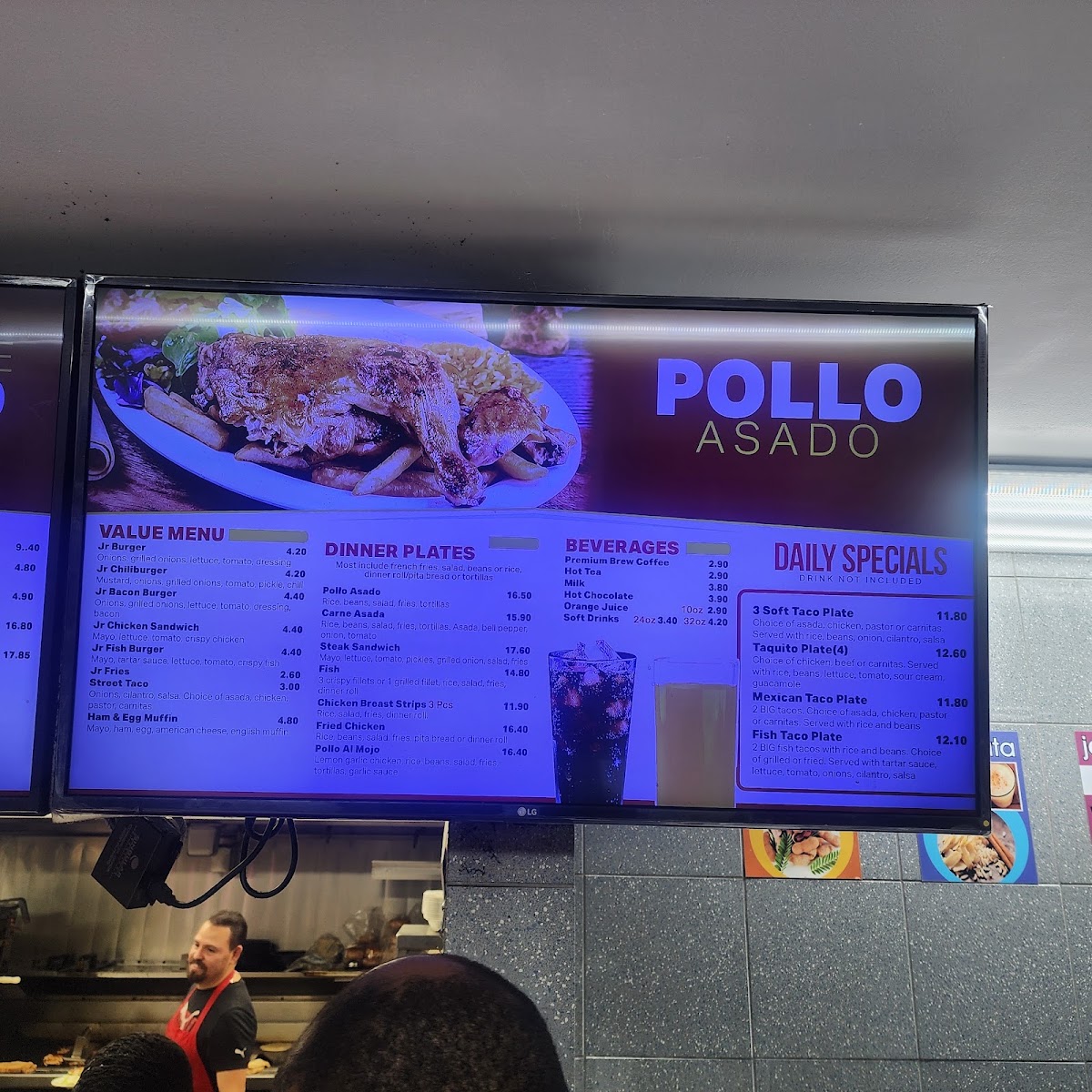 Tom's #1 World Famous Chili Burgers menu board