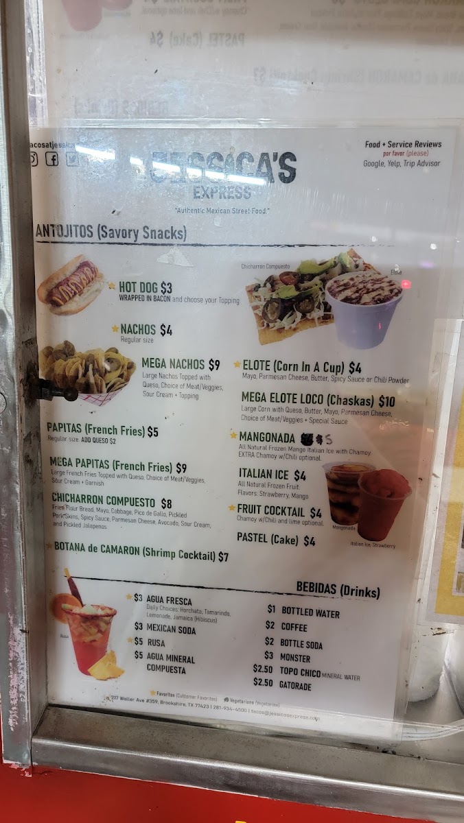 Taqueria Y Refresqueria menu board