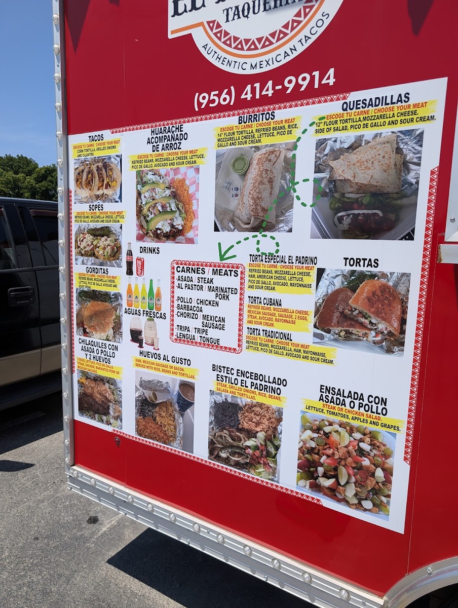 El Padrino Taqueria menu board