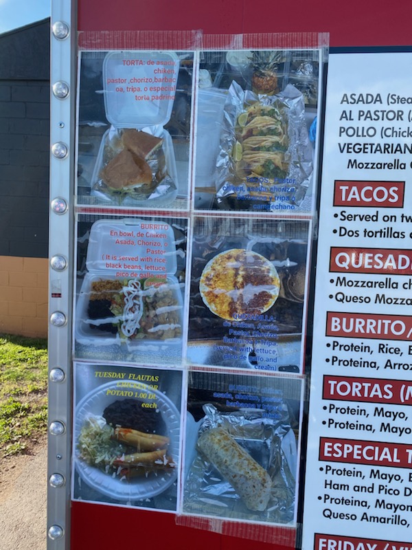 El Padrino Taqueria menu board