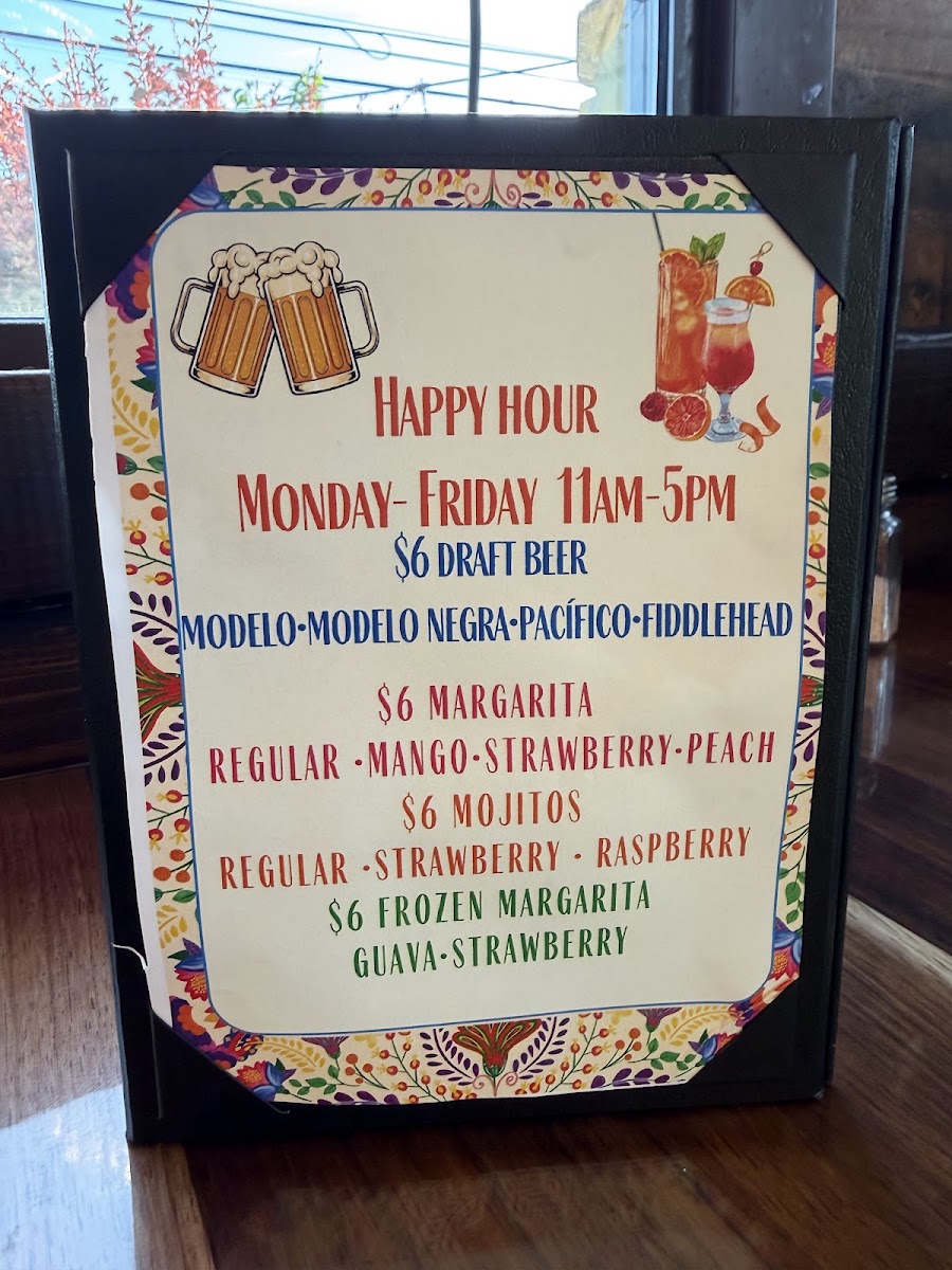El Rancho Bar&Grill menu board