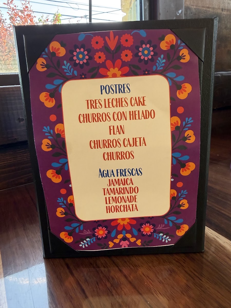 El Rancho Bar&Grill menu board
