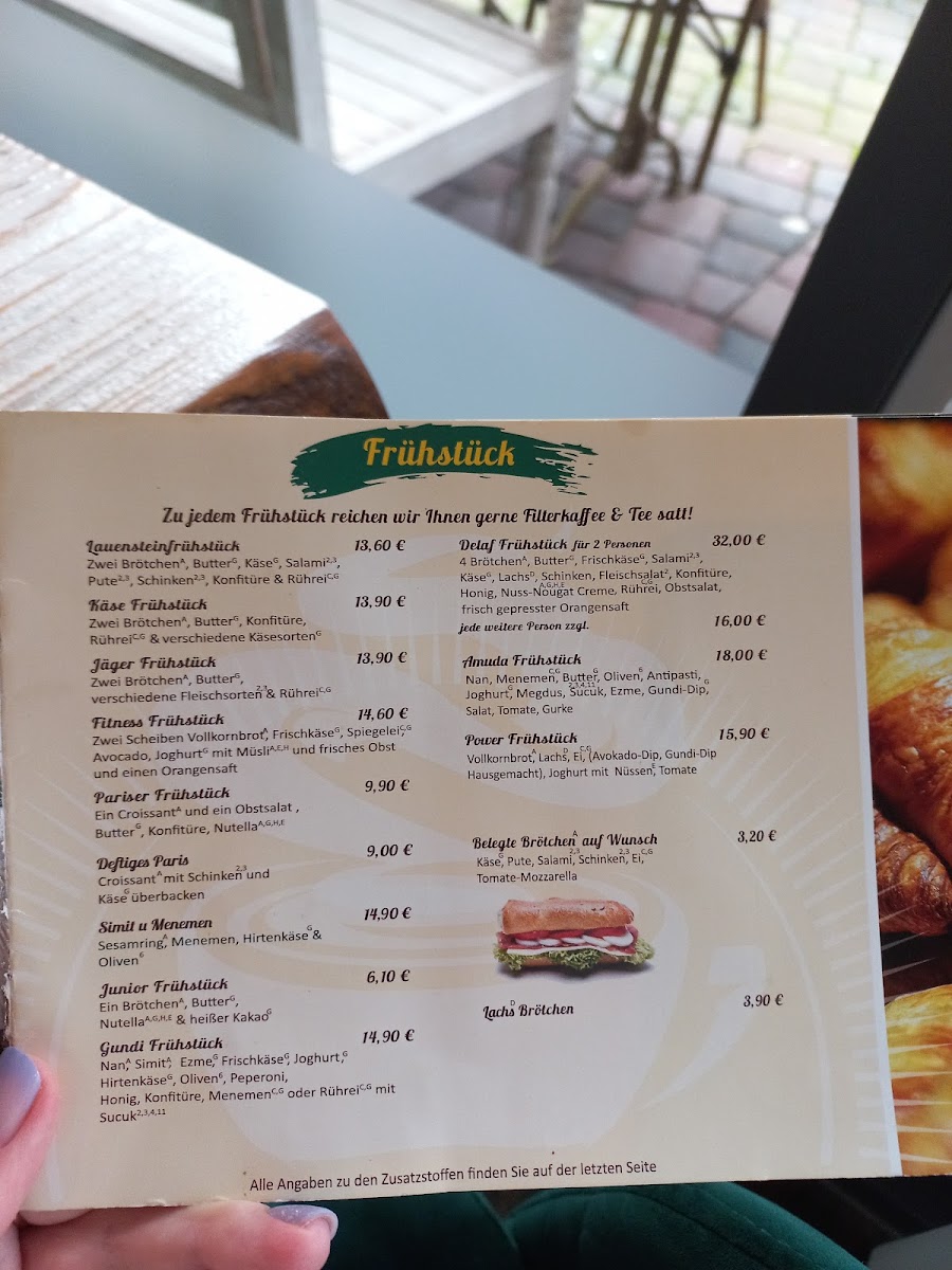 Delaf Café & Bistro menu board