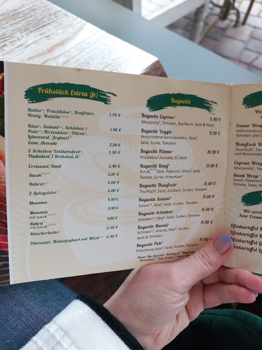 Delaf Café & Bistro menu board