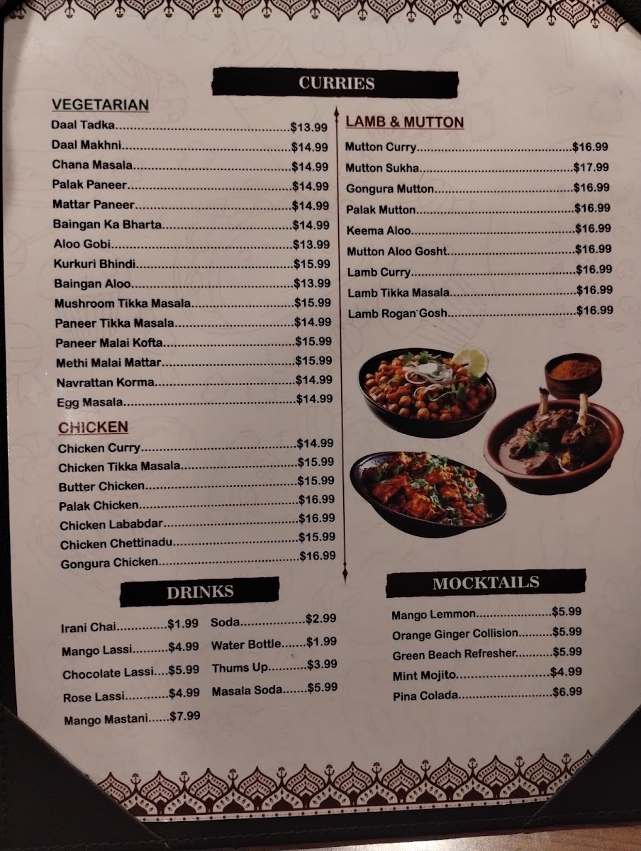 Beyond Biryani menu board