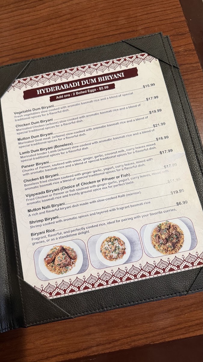 Beyond Biryani menu board