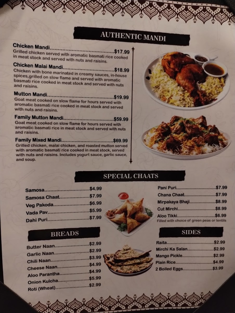 Beyond Biryani menu board