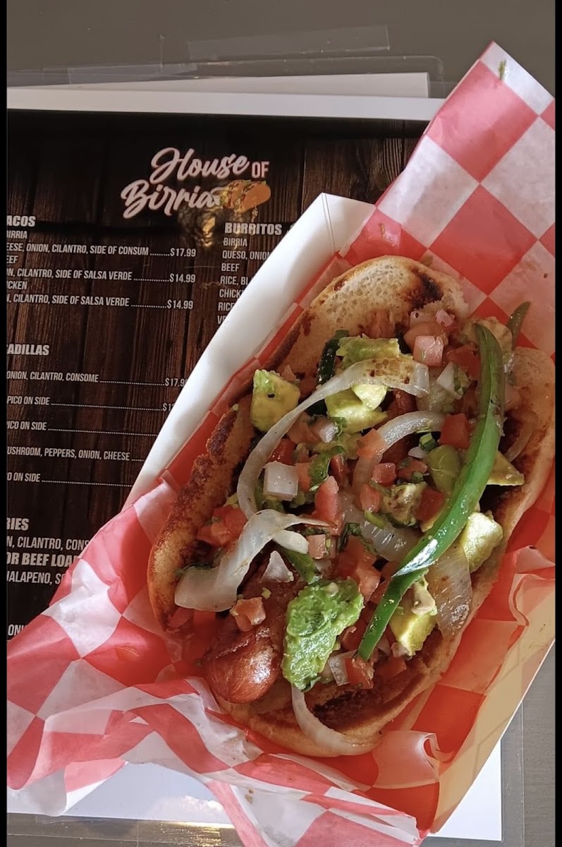 House of Birria menu board