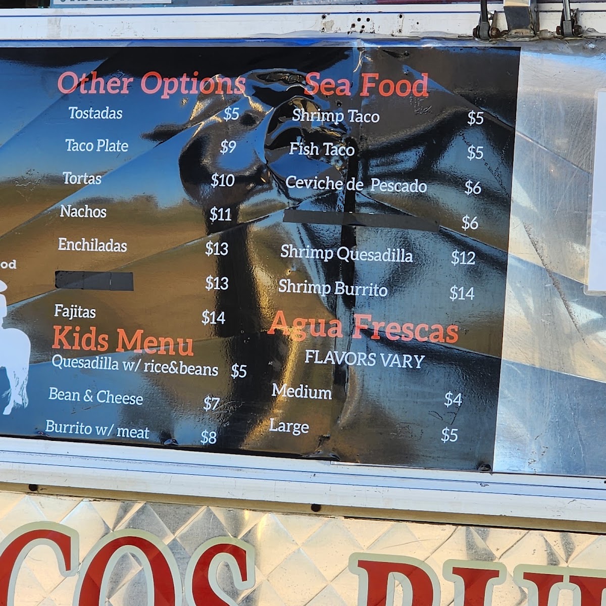 TACO TRUCK UNION DE AMIGOS menu board