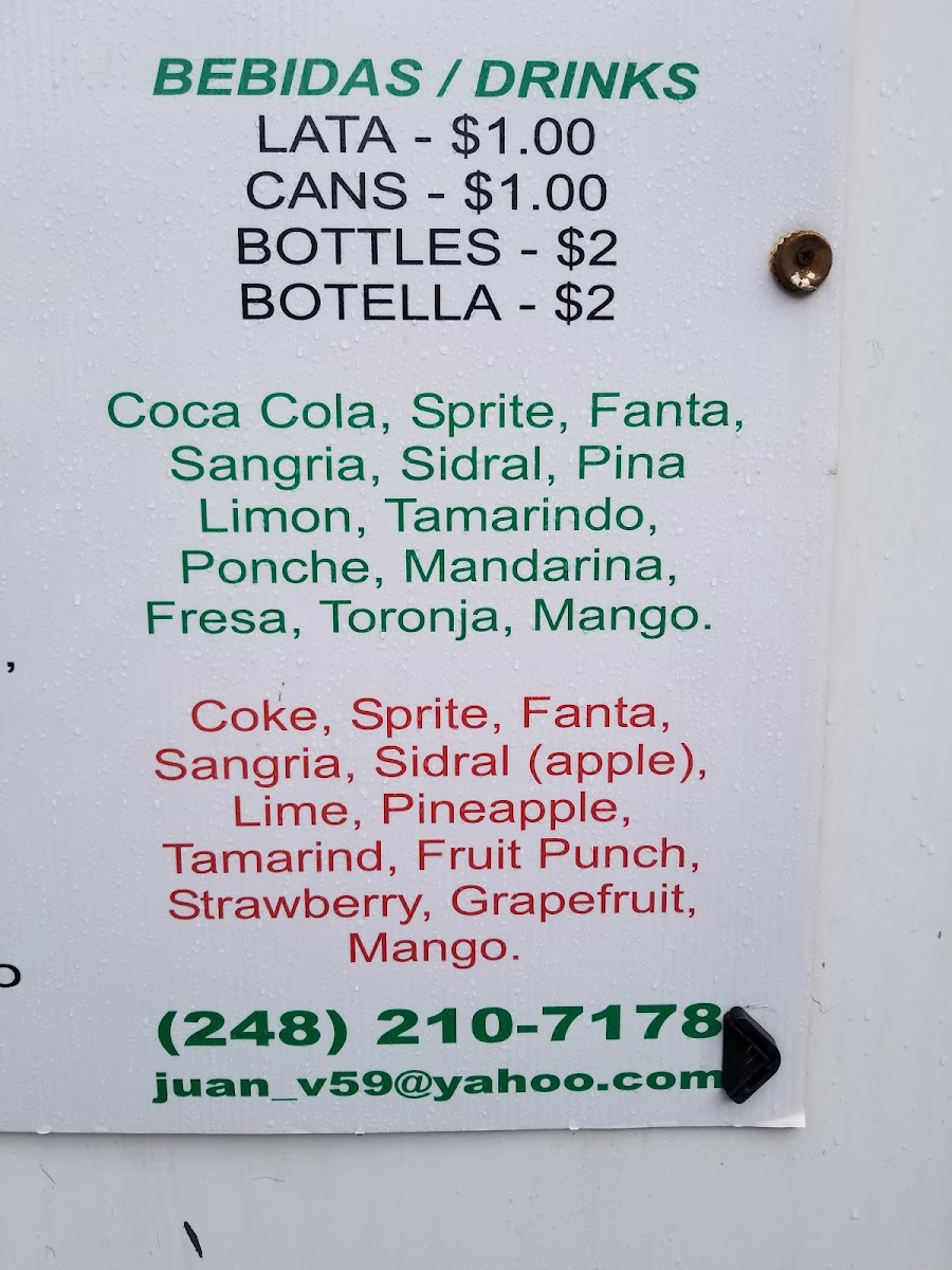 Señor Tacos menu board