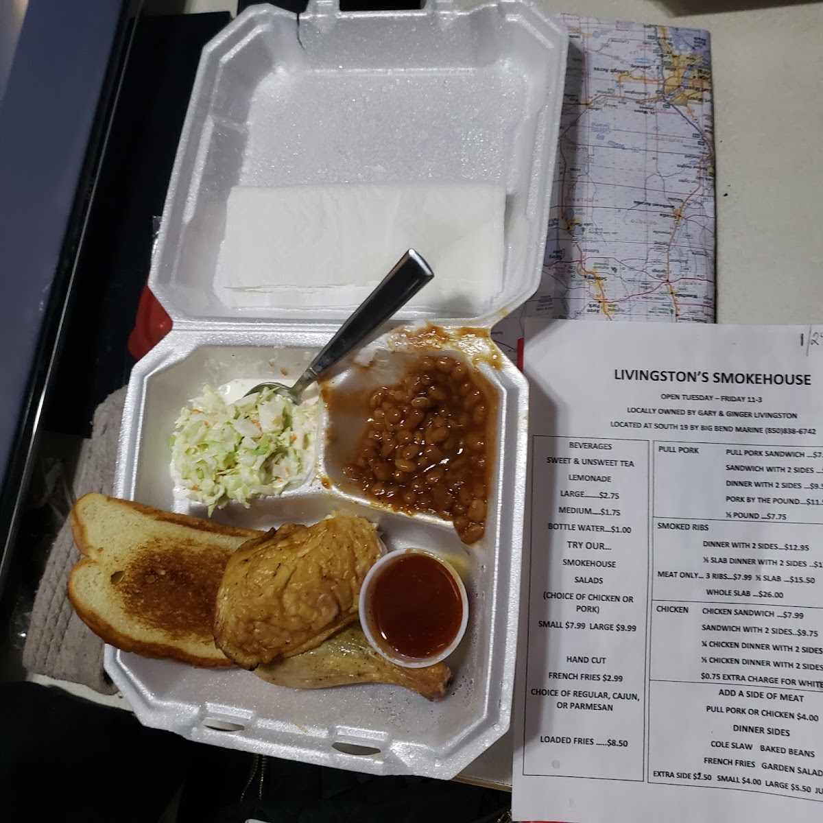 Livingston's Smokehouse menu board