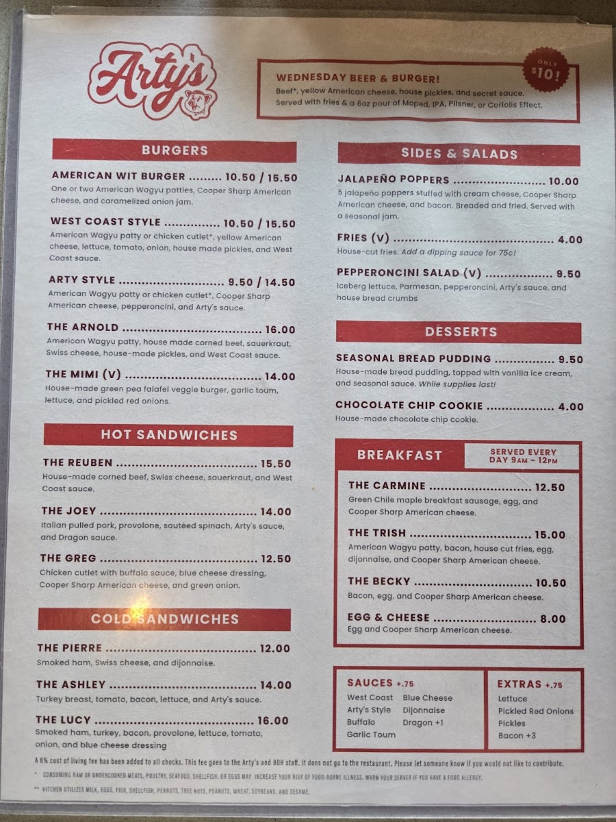 Arty Express menu board