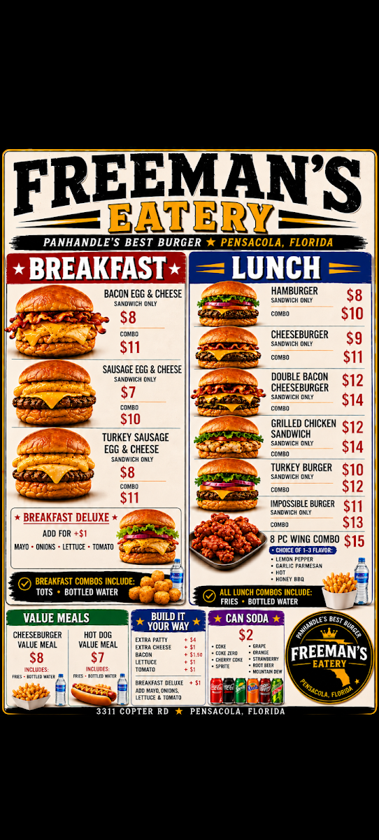 Freemans Eatery menu board