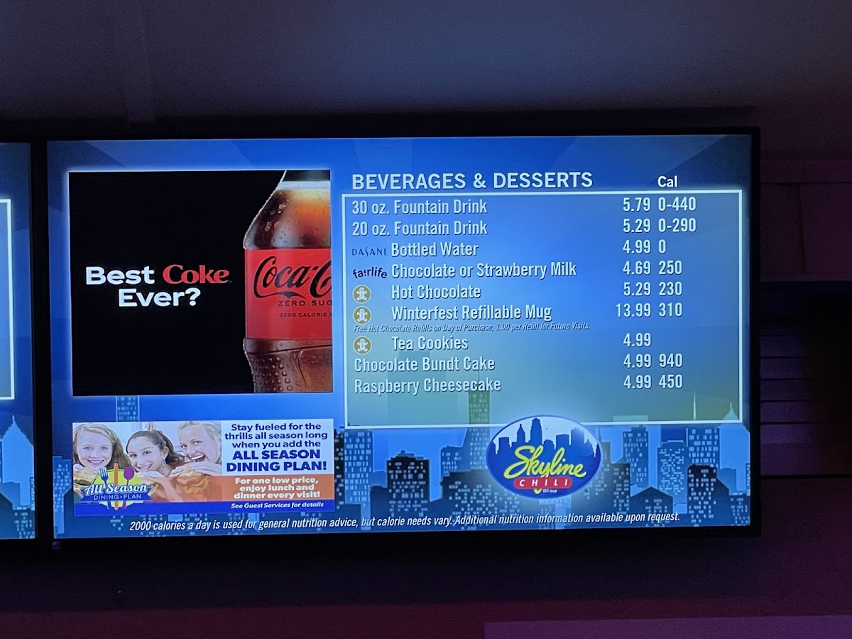 Skyline Chili menu board