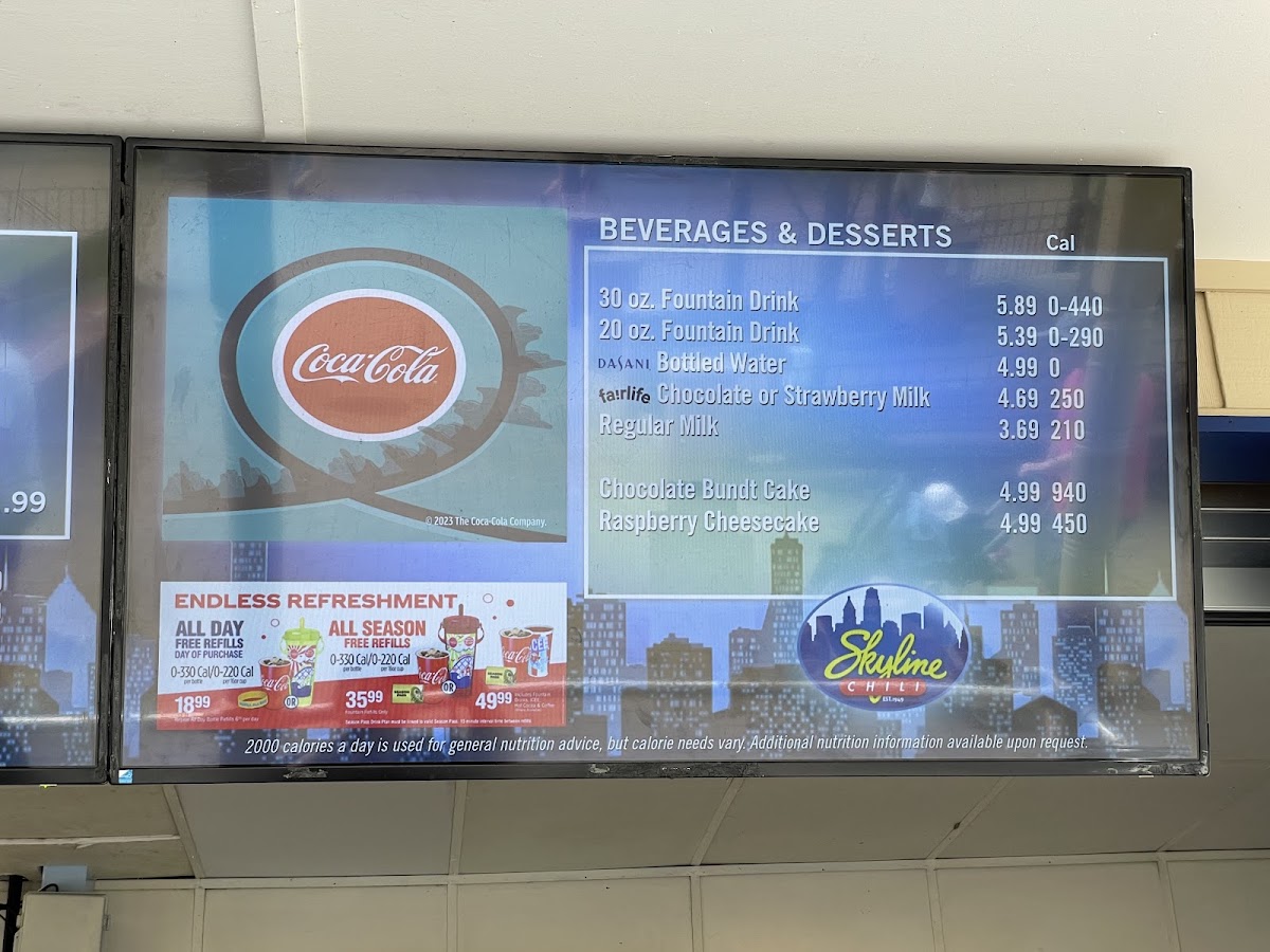 Skyline Chili menu board