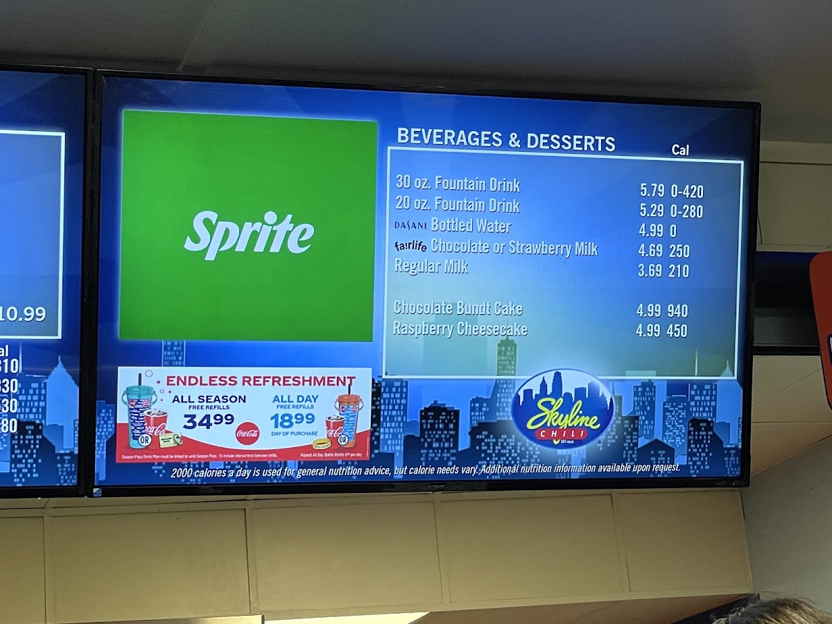 Skyline Chili menu board