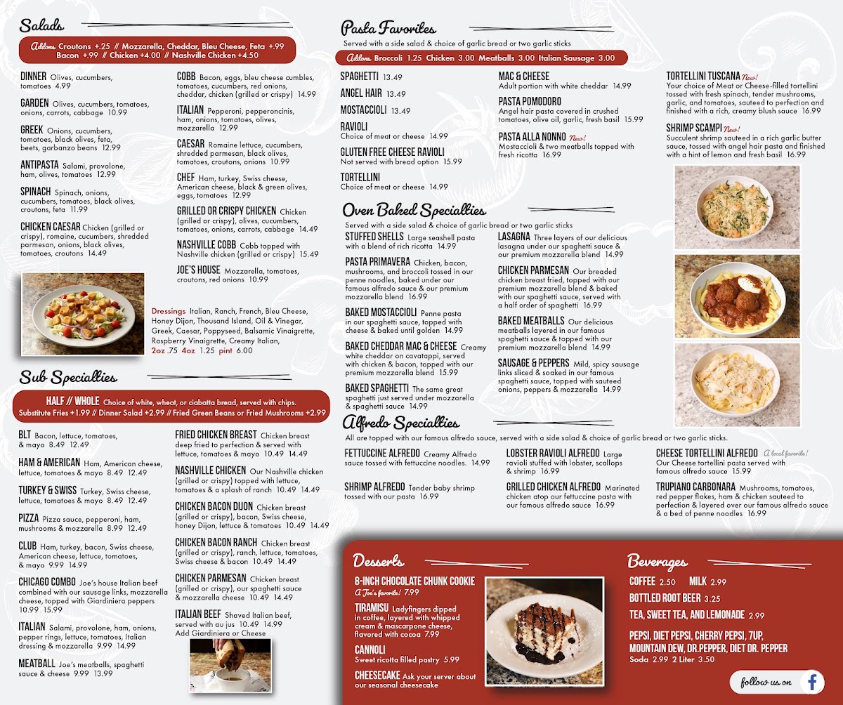 Joe's Pizza & Pasta, Breese, Illinois menu board