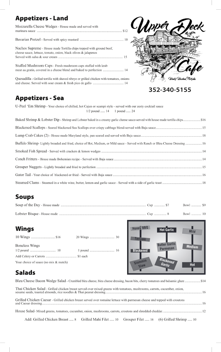 Upper Deck Cafe menu board