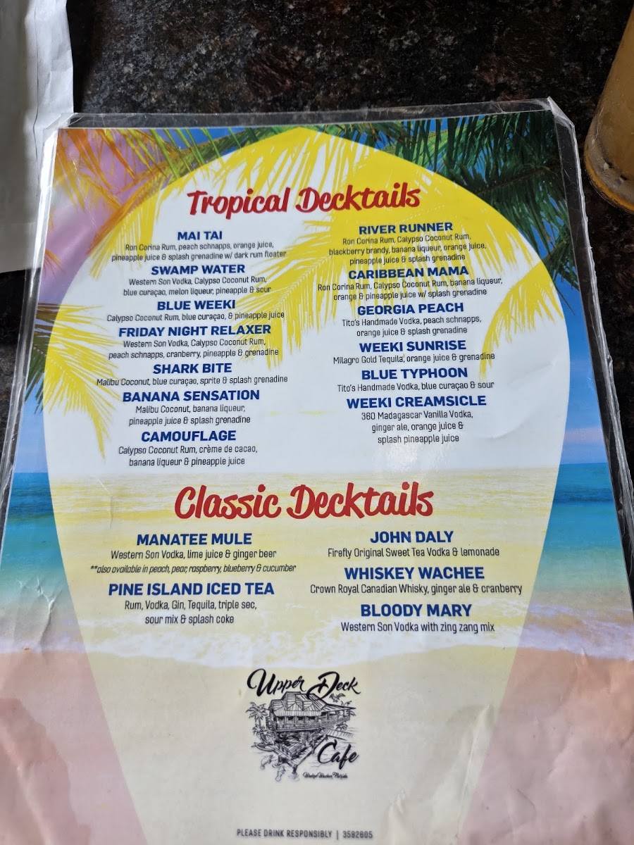 Upper Deck Cafe menu board