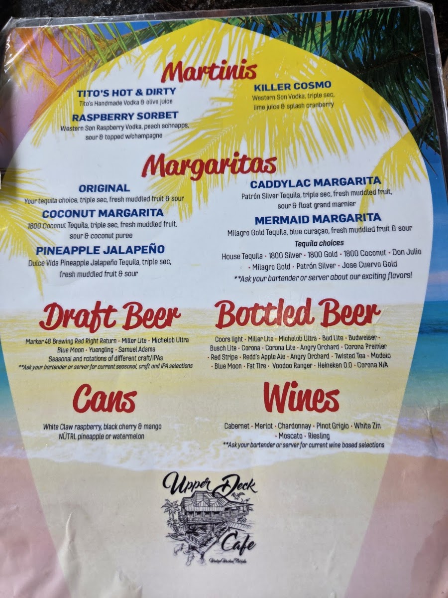 Upper Deck Cafe menu board