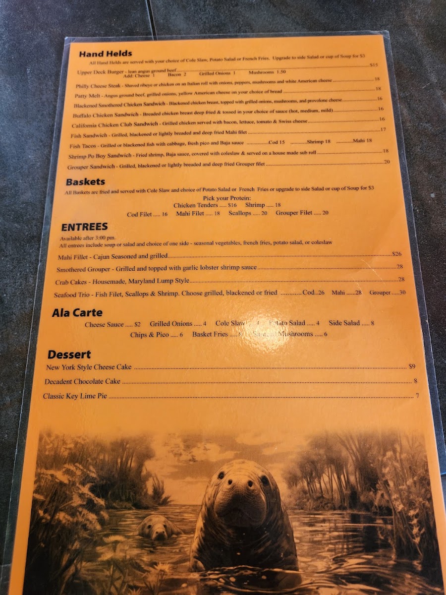 Upper Deck Cafe menu board