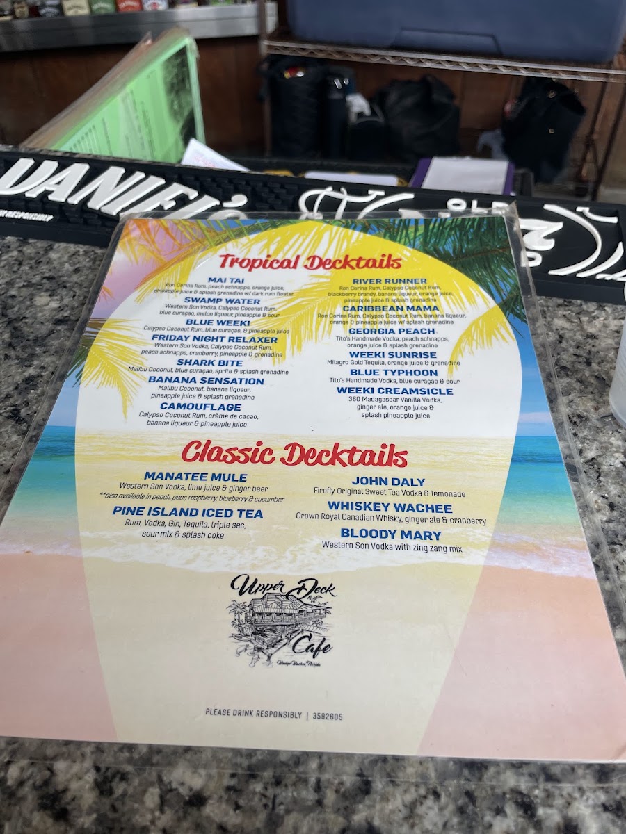Upper Deck Cafe menu board