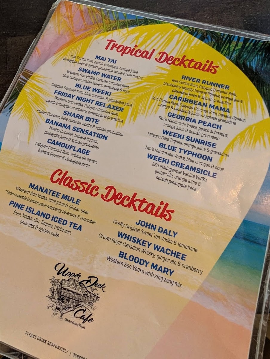 Upper Deck Cafe menu board